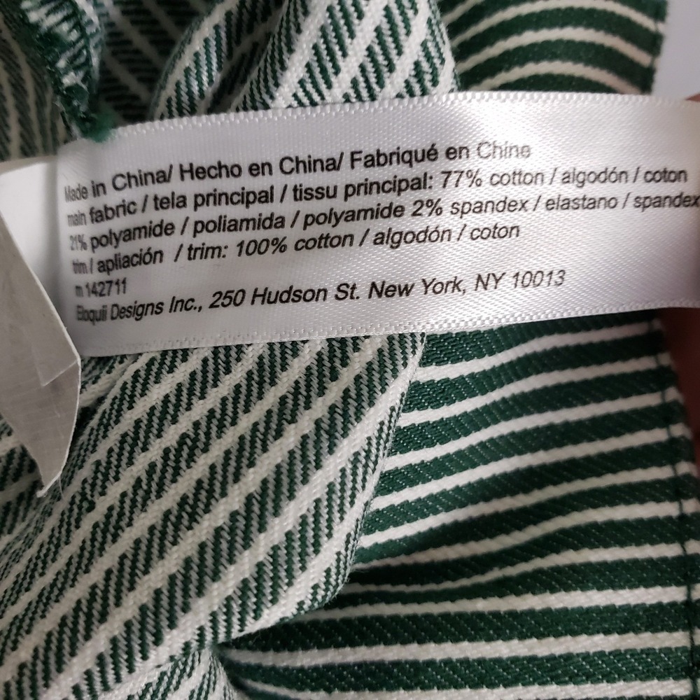 Eloquii Womens Size 18 Green White Striped Utility Pants Cropped Nautical - Picture 11 of 13